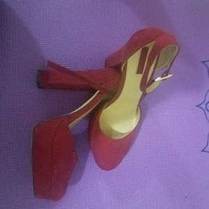 Velvet block heel shoes